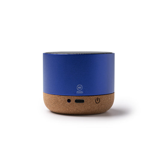 Stamina VOXEL Recycled aluminium and cork Bluetooth speaker in royal blue - promotional merchandise printed with your