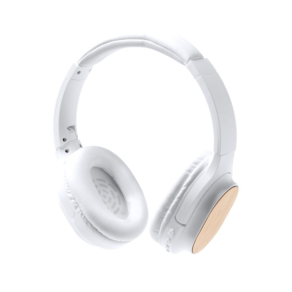 Stamina SONUS Bamboo and recycled ABS headphones in white - promotional merchandise printed with your company logo