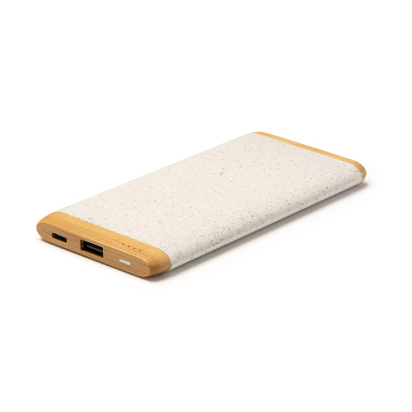 Stamina KASIM Bamboo and wheat fibre power bank 5000 mAh in beige - promotional merchandise printed with your company logo