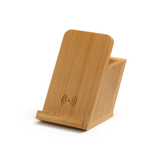 Stamina KODIX Bamboo wireless charger in beige - promotional merchandise printed with your company logo