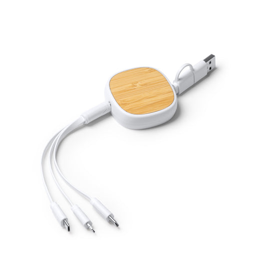 Stamina LENS Bamboo and ABS charger in white - promotional merchandise printed with your company logo