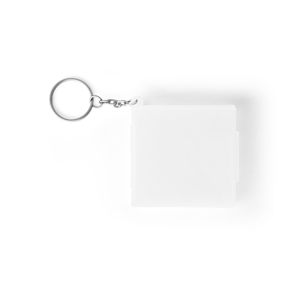 Keyring promotional event giveaway in white (detail view) with custom logo branding