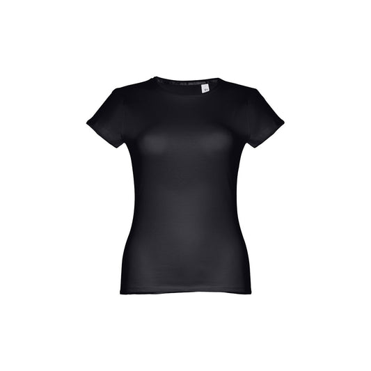 THC SOFIA 3XL II promotional t-shirt in black (detail view) with custom logo branding