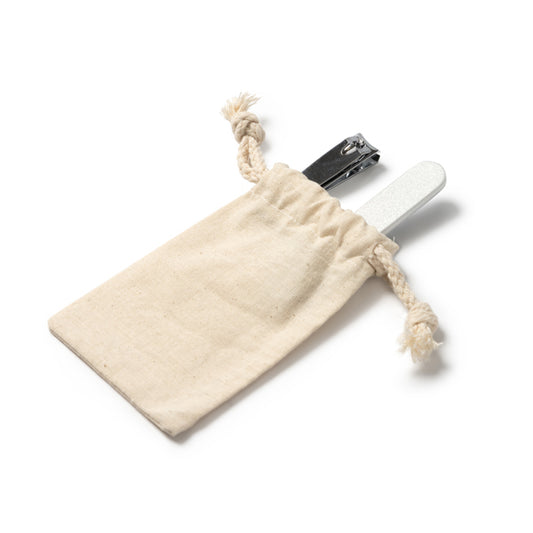 Stamina VELVET Cotton manicure set in beige - promotional merchandise printed with your company logo