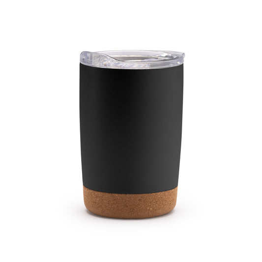 Stamina KILVEX Recycled stainless steel cup 380 ml in black - promotional merchandise printed with your company logo