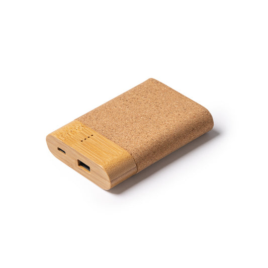 Stamina KOBE Bamboo and cork power bank 5000 mAh in beige - promotional merchandise printed with your company logo