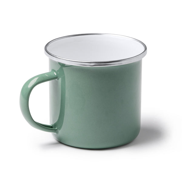 Stamina CARDIF Retro-style enameled metal mug 380 ml in white - promotional merchandise printed with your company logo
