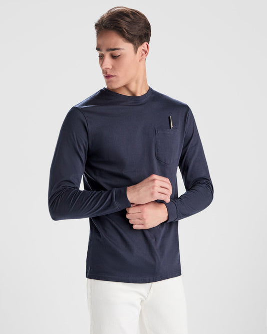 ROLY SHIBA Men's long-sleeve T-shirt in navy blue - promotional clothing printed with your company logo