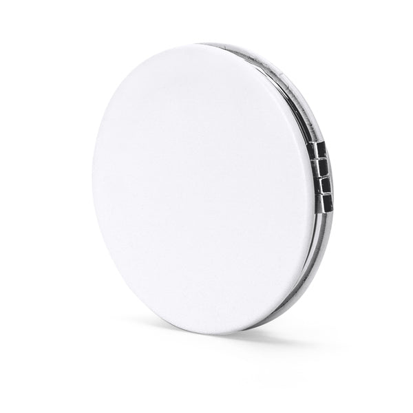 Stamina LINER PU and plastic compact mirror in white - promotional merchandise printed with your company logo