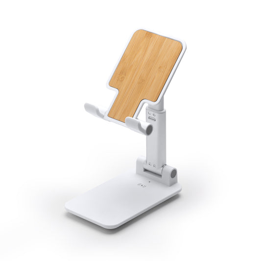 Stamina ZICUM Bamboo and ABS wireless charger in white - promotional merchandise printed with your company logo