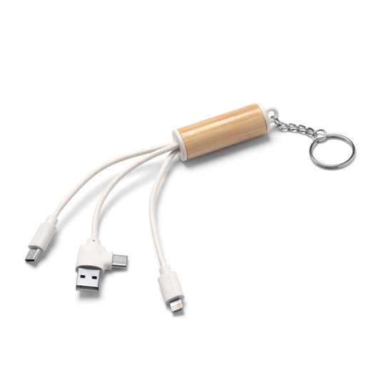 Stamina POMBO Bamboo and wheat fibre charging cable in beige - promotional merchandise printed with your company logo