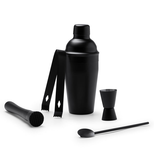 Stamina PISCO Stainless steel cocktail set in black - promotional merchandise printed with your company logo