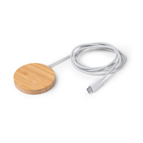 Stamina MATIX Bamboo wireless charger in beige - promotional merchandise printed with your company logo