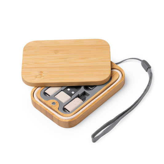 Stamina BACU Wheat fibre and bamboo charging cable in beige - promotional merchandise printed with your company logo
