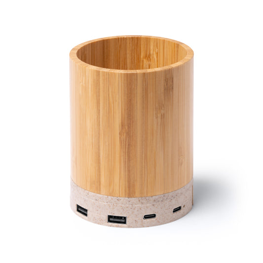 Stamina CELIK Bamboo and wheat fibre wireless charger in beige - promotional merchandise printed with your company logo