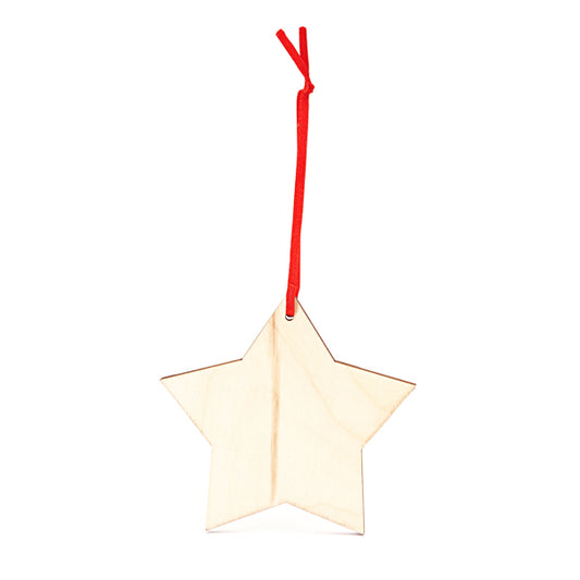 Stamina JINGLE Wood and polyester christmas decoration in star - promotional merchandise printed with your company logo