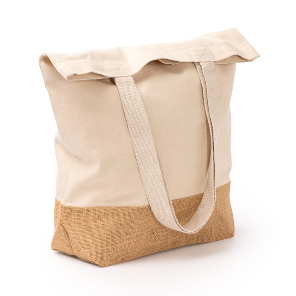 Stamina MENDES Recycled cotton and jute tote bag in beige - promotional merchandise printed with your company logo