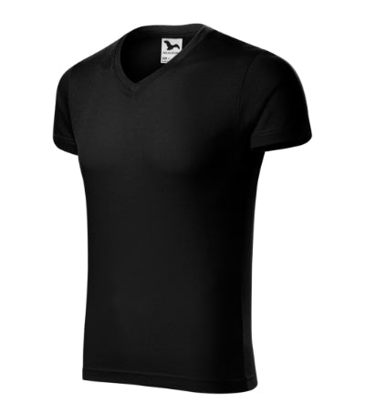 MALFINI SLIM FIT V-NECK Men's T-shirt in black - promotional clothing printed with your company logo