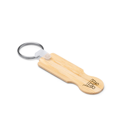 Stamina NOKEL Bamboo keyring in beige - promotional merchandise printed with your company logo