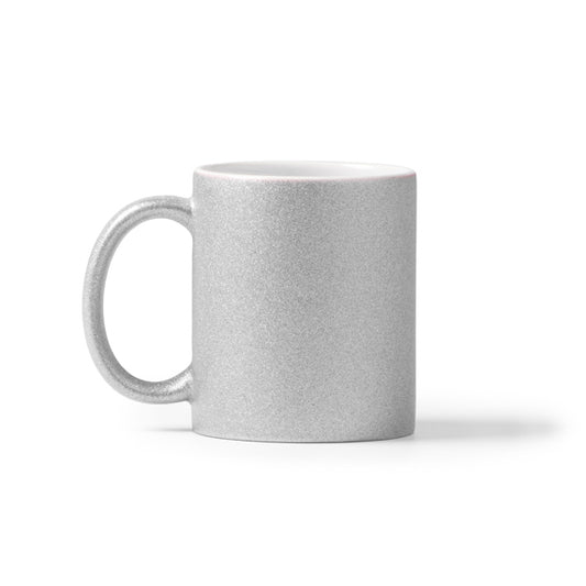 Stamina FIONA Glitter-effect ceramic mug 350 ml in silver - promotional merchandise printed with your company logo