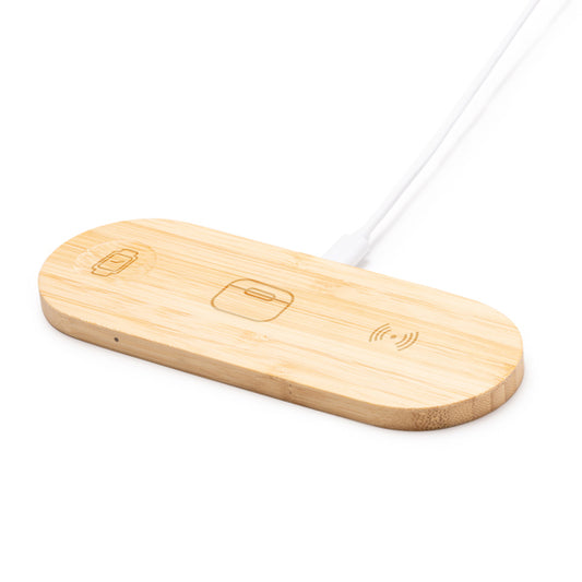 Stamina FERGUS Bamboo charger in beige - promotional merchandise printed with your company logo