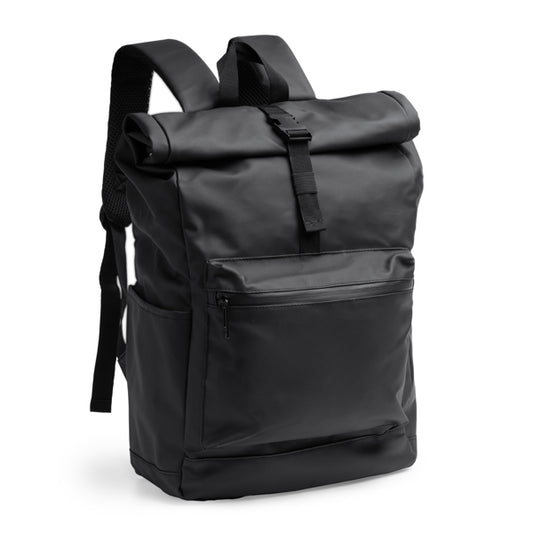 Stamina FENATI PU leather backpack in black - promotional merchandise printed with your company logo