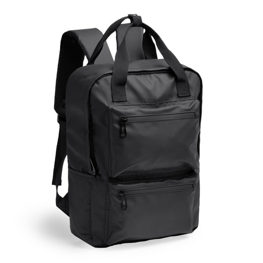 Stamina RUSEL PU leather backpack in black - promotional merchandise printed with your company logo
