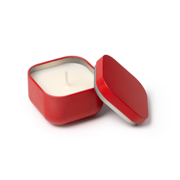 Stamina TRINI A square metal candle in white - promotional merchandise printed with your company logo