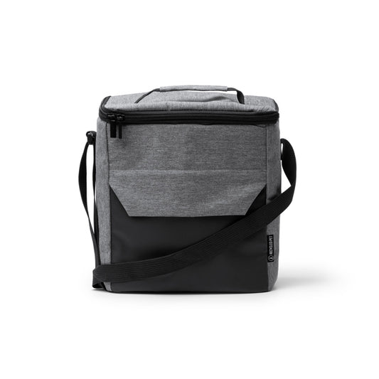 Stamina TAISON PU leather and RPET cooler bag in heather grey - promotional merchandise printed with your company logo