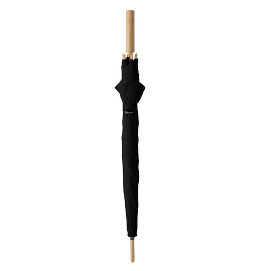 Stamina VARME RPET and bamboo fabric umbrella in black - promotional merchandise printed with your company logo