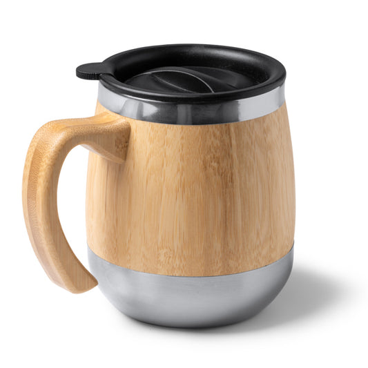 Stamina MARLY Stainless steel and bamboo thermal cup 450 ml in beige - promotional merchandise printed with your company logo