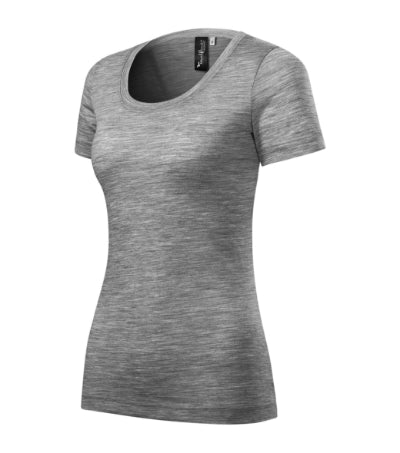 MALFINI Premium MERINO RISE Women's T-shirt in dark gray melange - promotional clothing printed with your company logo