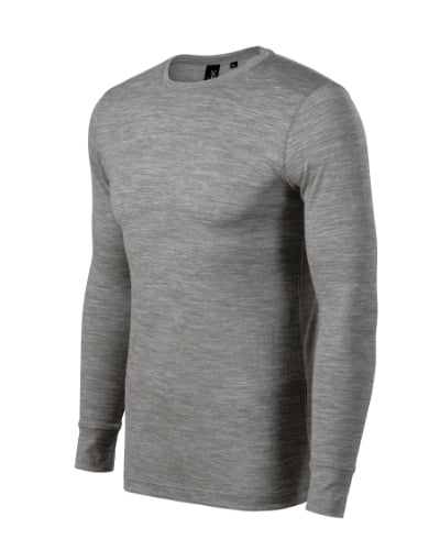 MALFINI Premium MERINO RISE LS Men's T-shirt in dark gray melange - promotional clothing printed with your company logo