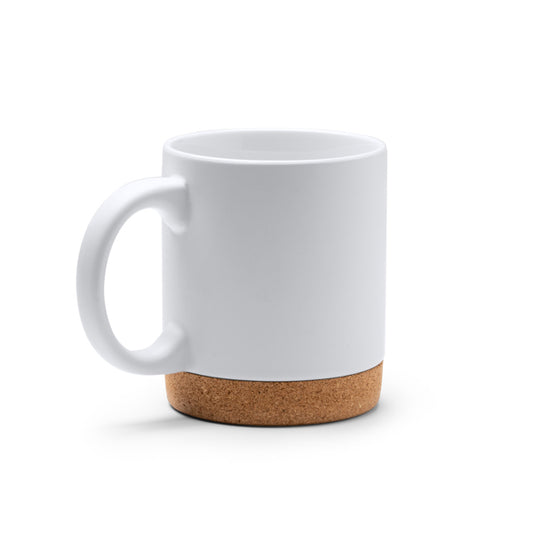 Stamina BANKET Ceramic and cork mug 320 ml in white - promotional merchandise printed with your company logo
