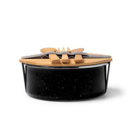 Stamina EVELIN Ceramic and bamboo lunch box in black - promotional merchandise printed with your company logo