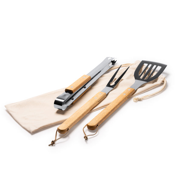 Stamina CADAK Stainless steel barbecue set in beige - promotional merchandise printed with your company logo