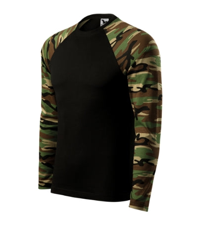 MALFINI CAMOUFLAGE LS Unisex T-shirt in camouflage brown - promotional clothing printed with your company logo
