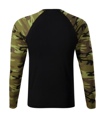 MALFINI CAMOUFLAGE LS Unisex T-shirt in camouflage green - promotional clothing printed with your company logo