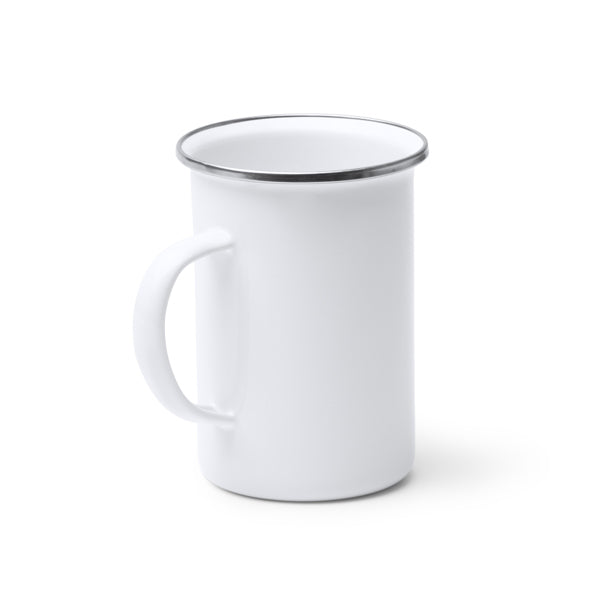Stamina ALEPO Enamelled metal high mug 380 ml in white - promotional merchandise printed with your company logo