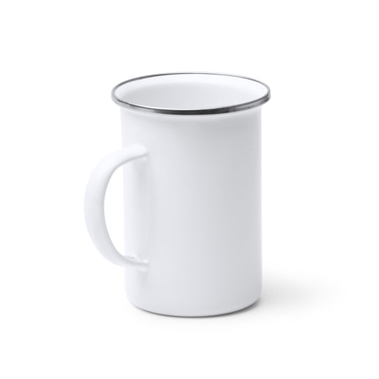 Stamina ALEPO Enamelled metal high mug 380 ml in white - promotional merchandise printed with your company logo