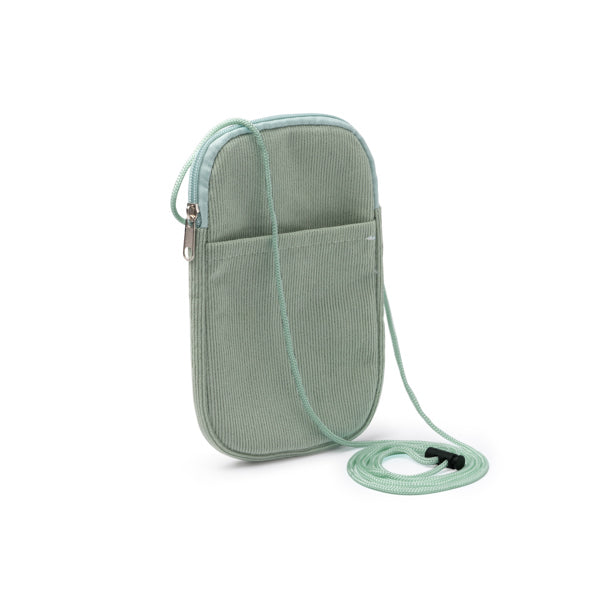 Stamina BUSNIX Corduroy fabric phone pouch in black - promotional merchandise printed with your company logo