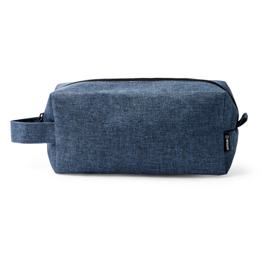 Stamina ALPIS 600D RPET toiletry bag in heather denim - promotional merchandise printed with your company logo