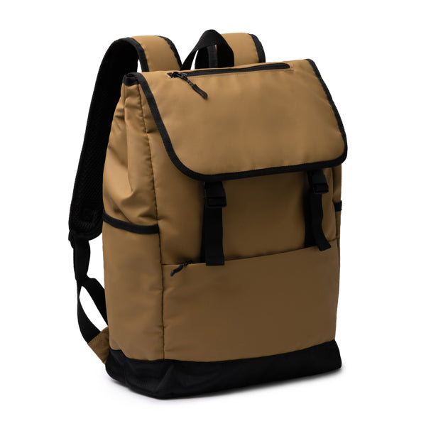 Stamina TROIS PU leather backpack in black - promotional merchandise printed with your company logo
