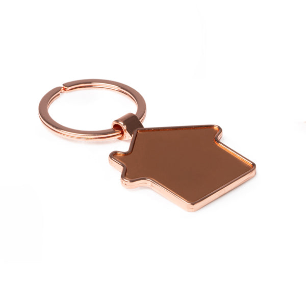 Stamina NEWPORT A house with copper keyring in golden pink - promotional merchandise printed with your company logo