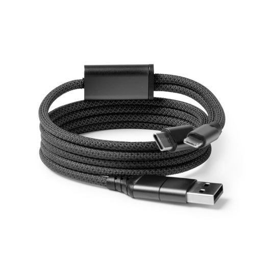 Stamina ELON Magnetic adapter cable with USB in black - promotional merchandise printed with your company logo