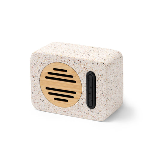 Stamina MILER Recycled terrazzo stone and Bluetooth speaker in beige - promotional merchandise printed with your company logo
