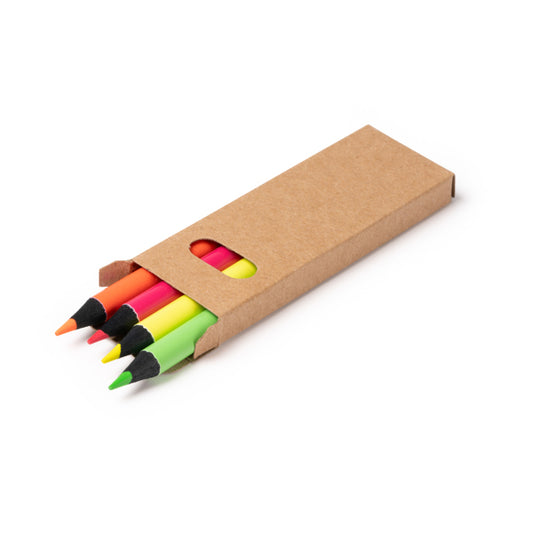 Stamina MARGA Set of 4 fluorescent colour pencils in beige - promotional merchandise printed with your company logo