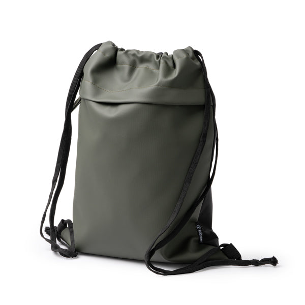 Stamina EMPIRE PU leather and polyester rope backpack in black - promotional merchandise printed with your company logo