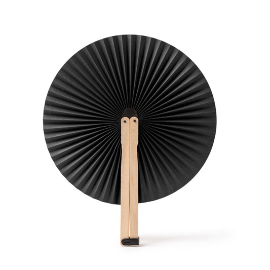 Stamina TAO Wood hand fan in black - promotional merchandise printed with your company logo