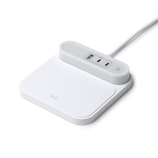 Stamina TITANUS Recycled ABS wireless charger in white - promotional merchandise printed with your company logo